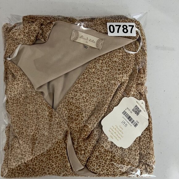 Altard State NWT Womens M Animal Print Ruffle Sheer Tiered Faux Wrap Dress Boho - Picture 16 of 16